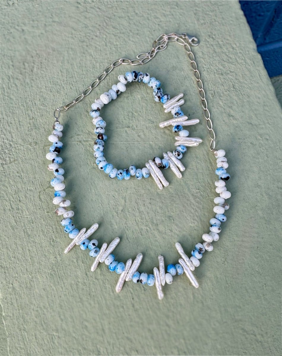 Pearl & Glass Bead Sterling Necklace - Sky Island Jewelry
