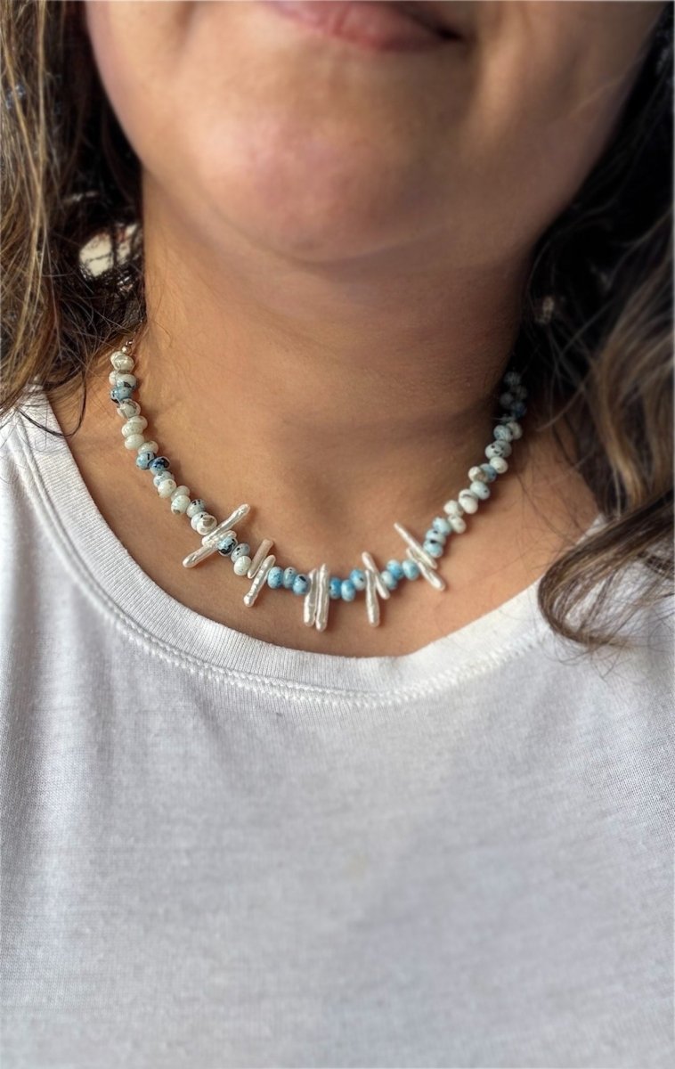 Pearl & Glass Bead Sterling Necklace - Sky Island Jewelry