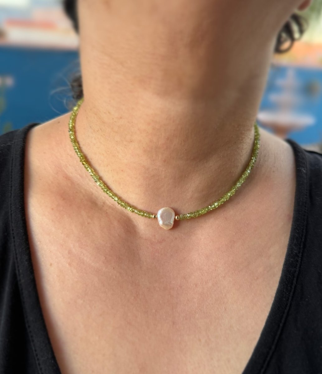 Peridot Pearl 14K Gold Fill Necklace - Sky Island Jewelry