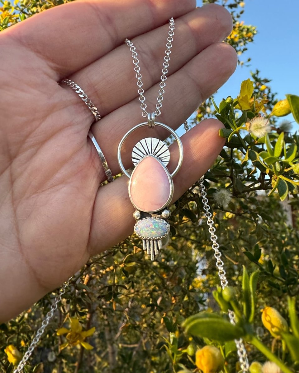 Pink Opal & Australian Opal Necklace - Sky Island Jewelry