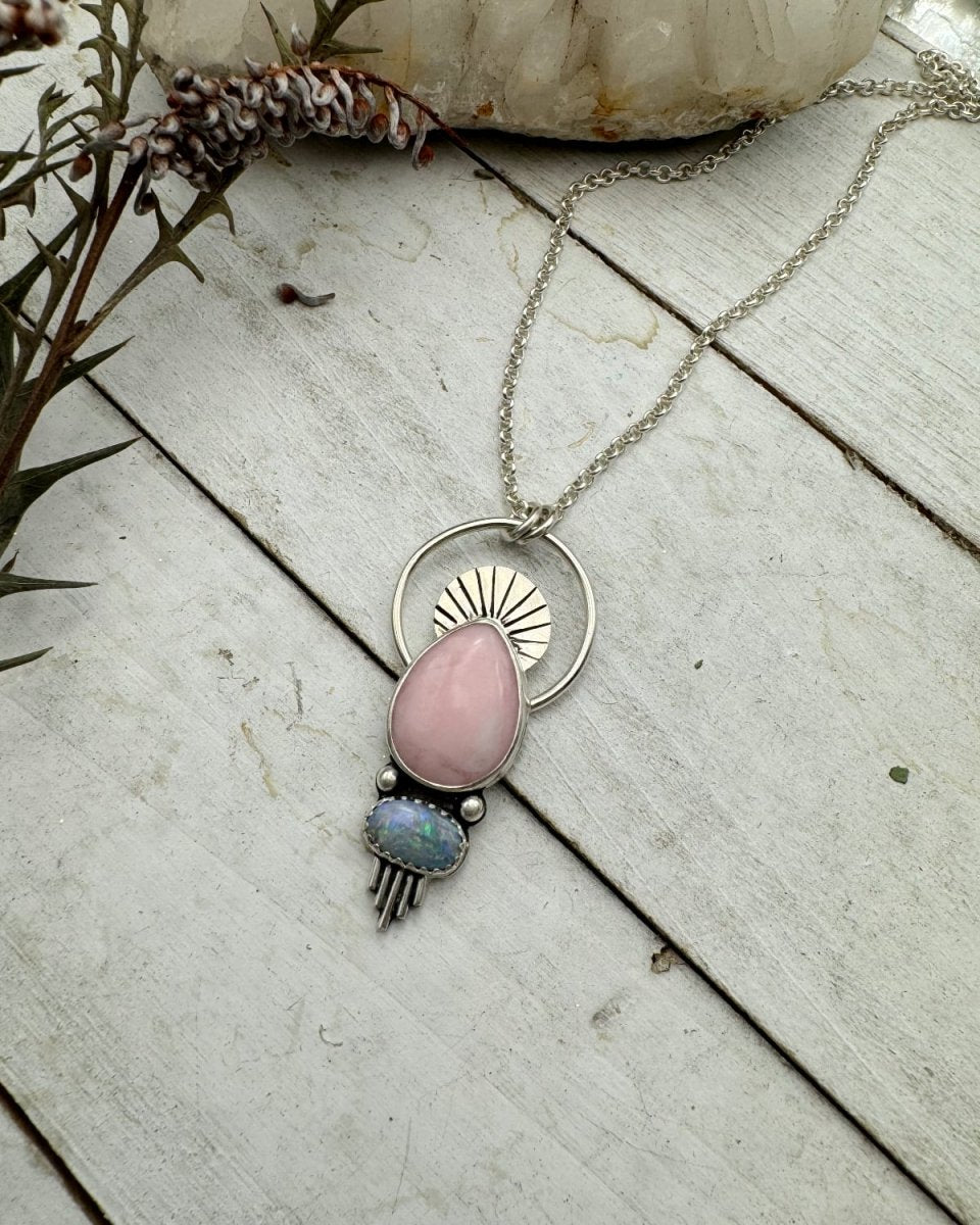 Pink Opal & Australian Opal Necklace - Sky Island Jewelry
