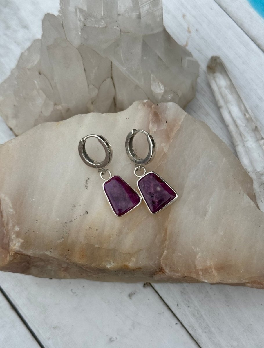 Purple Spiny Oyster Huggie Hoops - Sky Island Jewelry