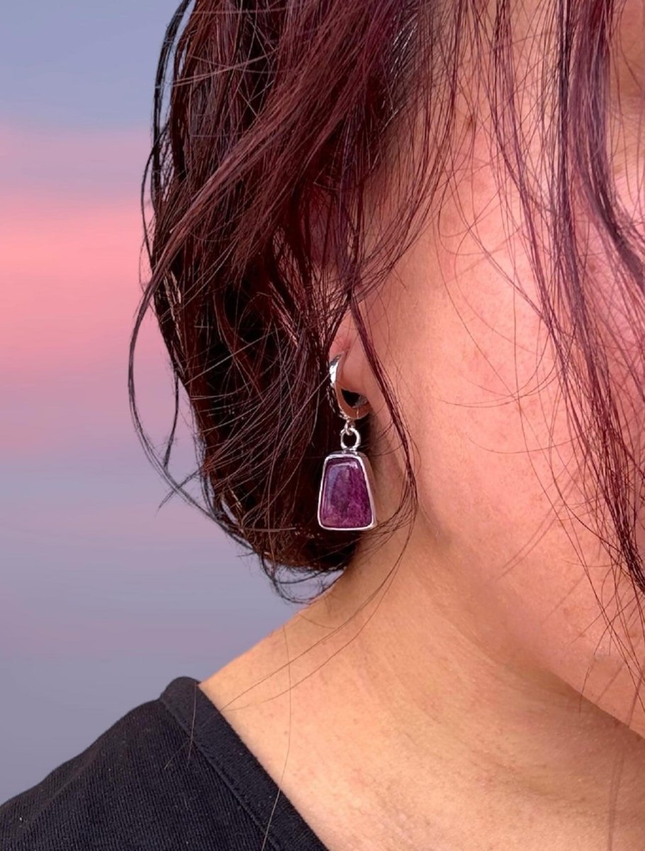 Purple Spiny Oyster Huggie Hoops - Sky Island Jewelry