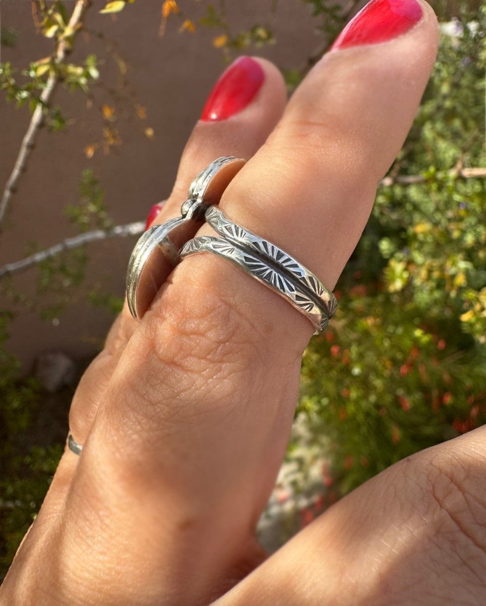 Rainbow Moonstone & Golden Hills Turquoise Ring - Sky Island Jewelry