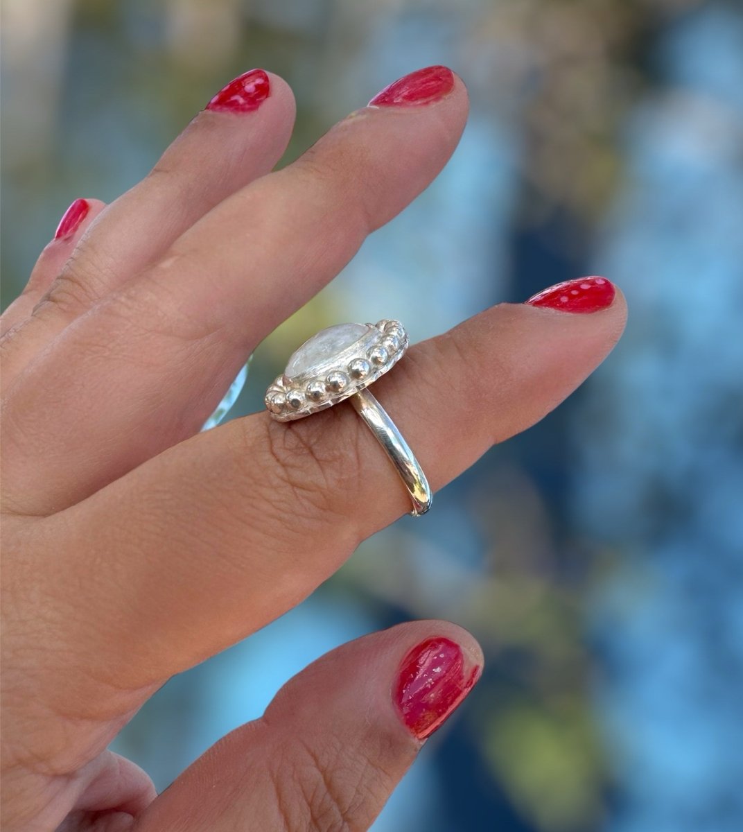 Rainbow Moonstone Ring - Sky Island Jewelry