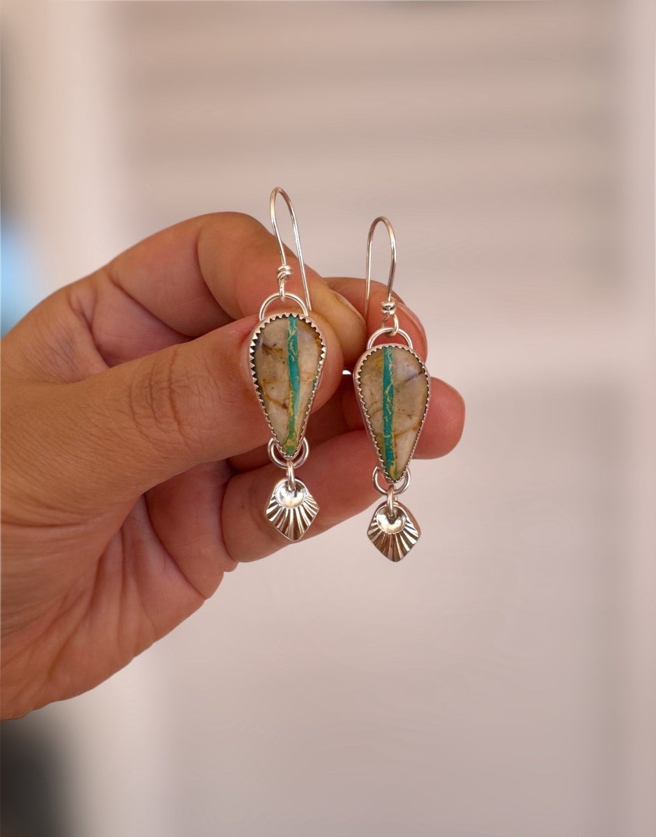 Royston Ribbon Turquoise Dangle Earrings - Sky Island Jewelry