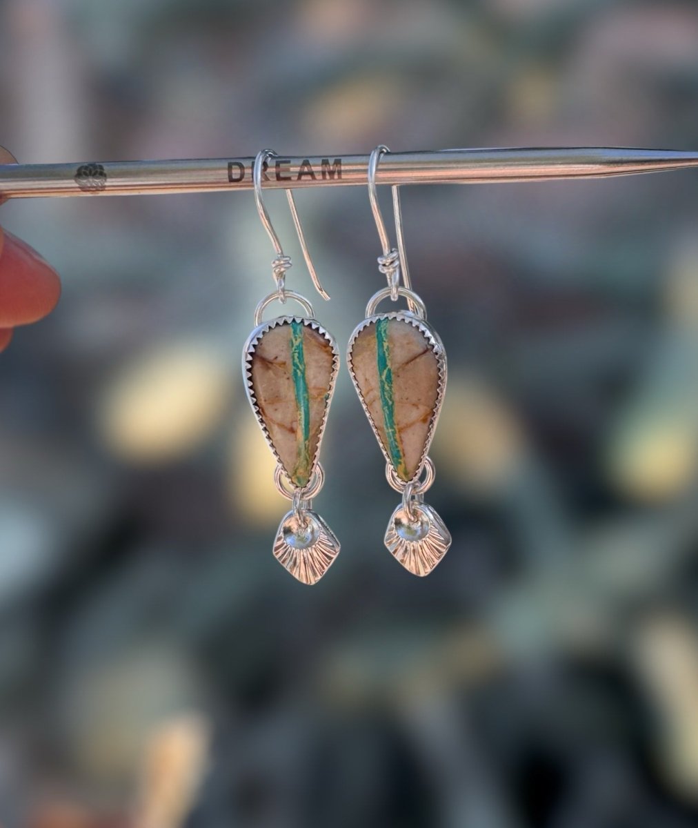 Royston Ribbon Turquoise Dangle Earrings - Sky Island Jewelry