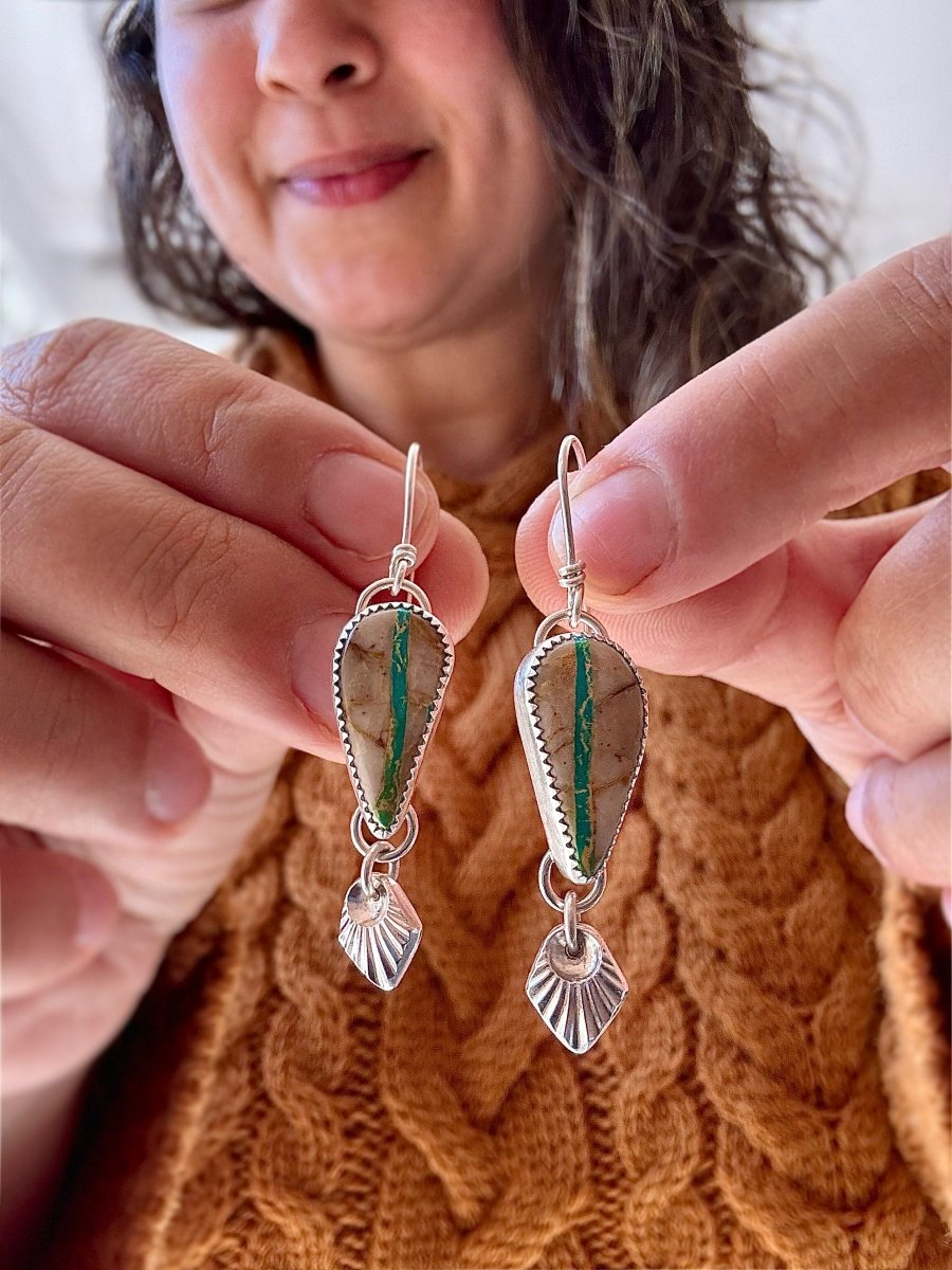 Royston Ribbon Turquoise Dangle Earrings - Sky Island Jewelry