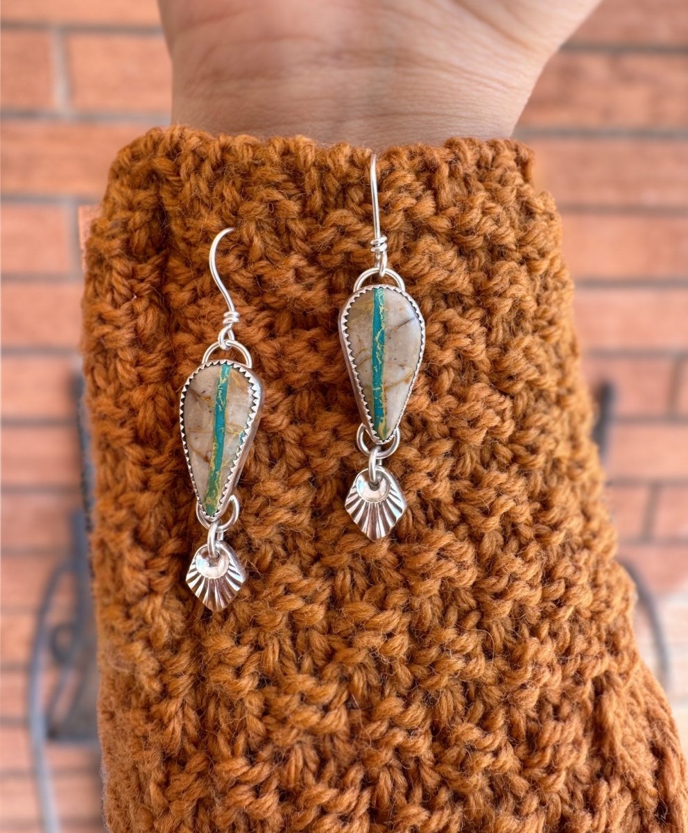 Royston Ribbon Turquoise Dangle Earrings - Sky Island Jewelry