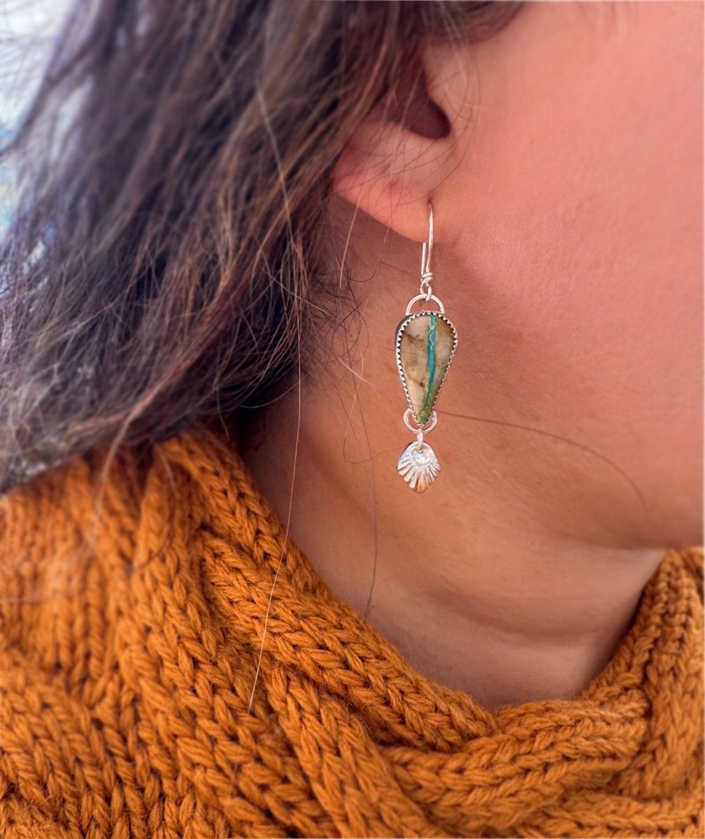 Royston Ribbon Turquoise Dangle Earrings - Sky Island Jewelry