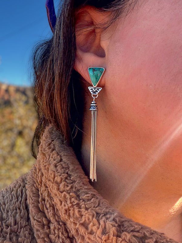 Royston Turquoise Duster Earrings - Sky Island Jewelry