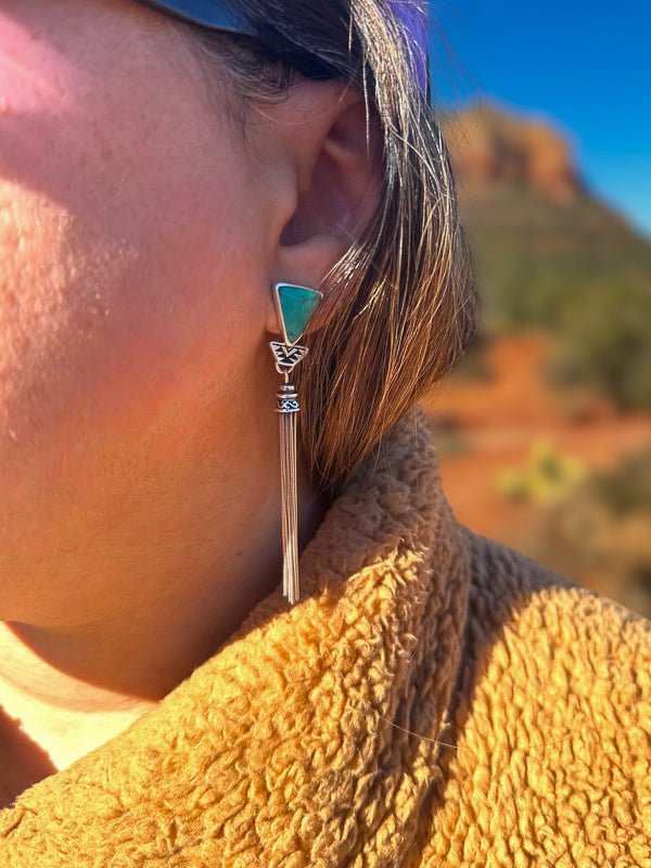 Royston Turquoise Duster Earrings - Sky Island Jewelry
