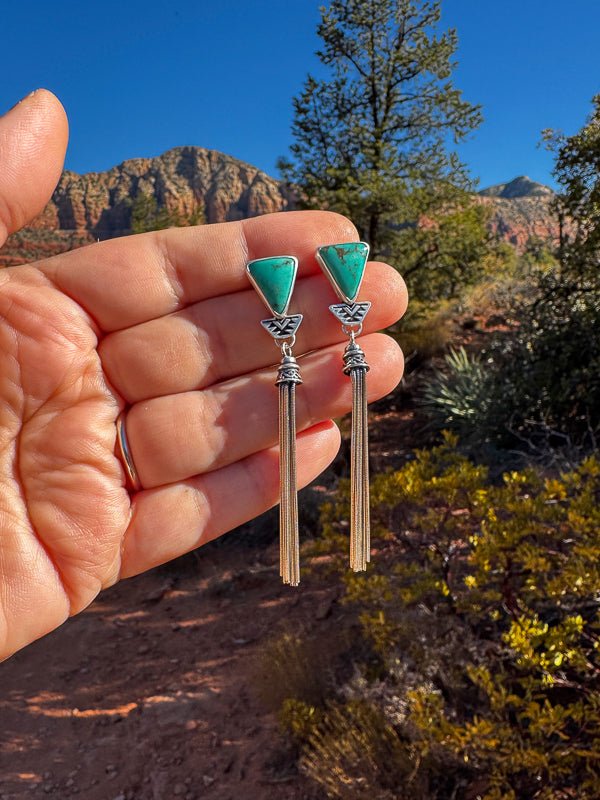 Royston Turquoise Duster Earrings - Sky Island Jewelry