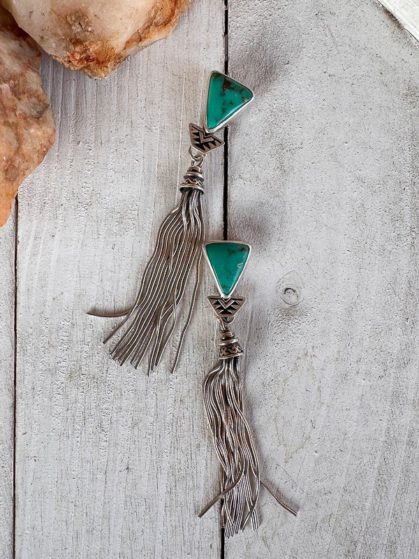 Royston Turquoise Duster Earrings - Sky Island Jewelry