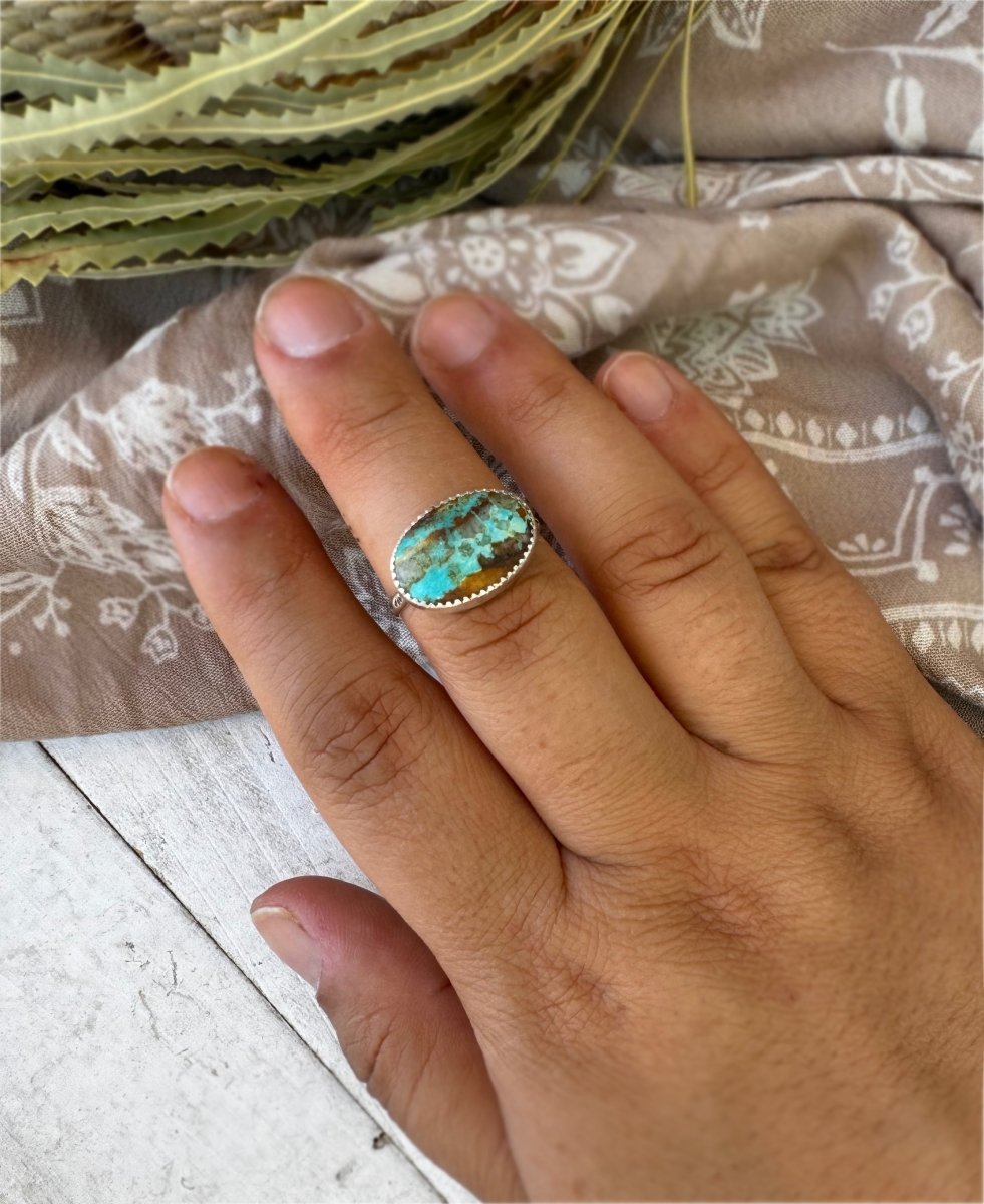 Royston Turquoise Horizontal Ring - Sky Island Jewelry