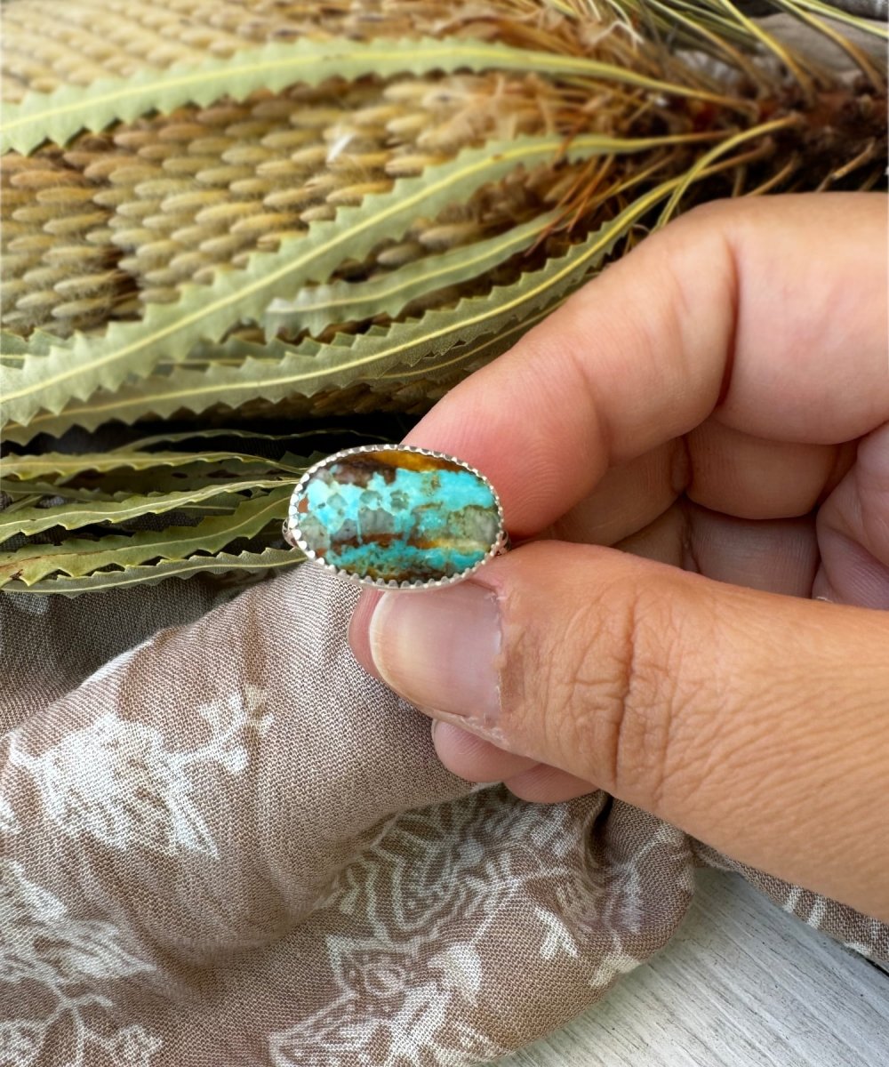 Royston Turquoise Horizontal Ring - Sky Island Jewelry