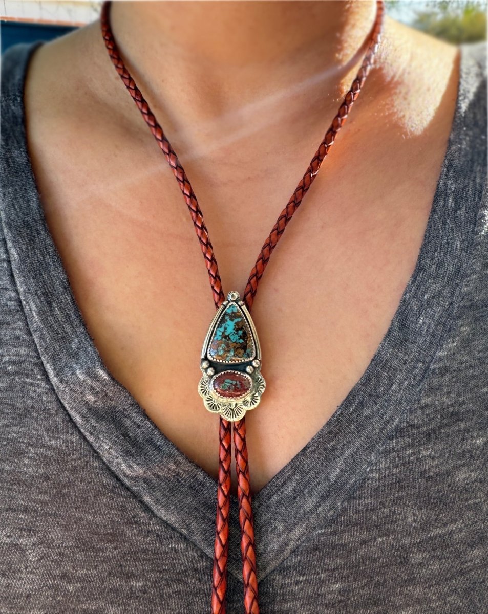 Royston Turquoise & Opal Bolo Tie - Sky Island Jewelry