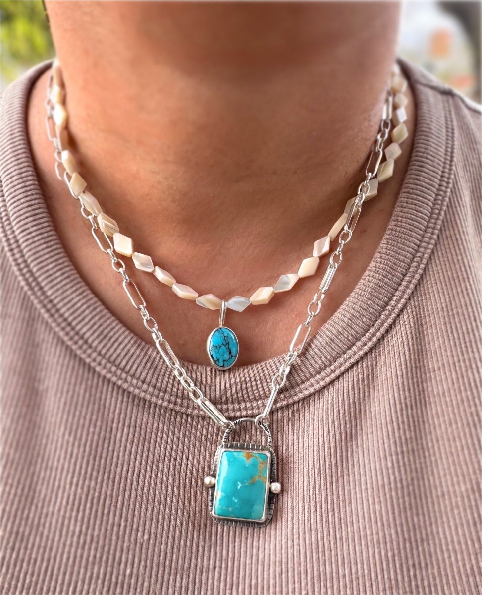 Royston Turquoise Square Necklace - Sky Island Jewelry