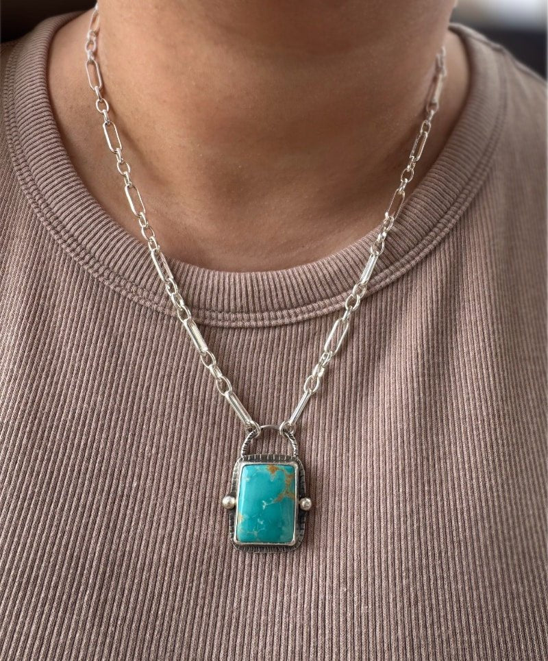 Royston Turquoise Square Necklace - Sky Island Jewelry