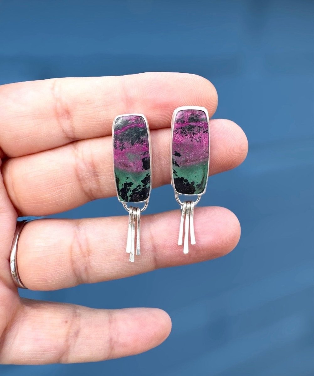 Ruby Zoisite Dangle Earrings - Sky Island Jewelry