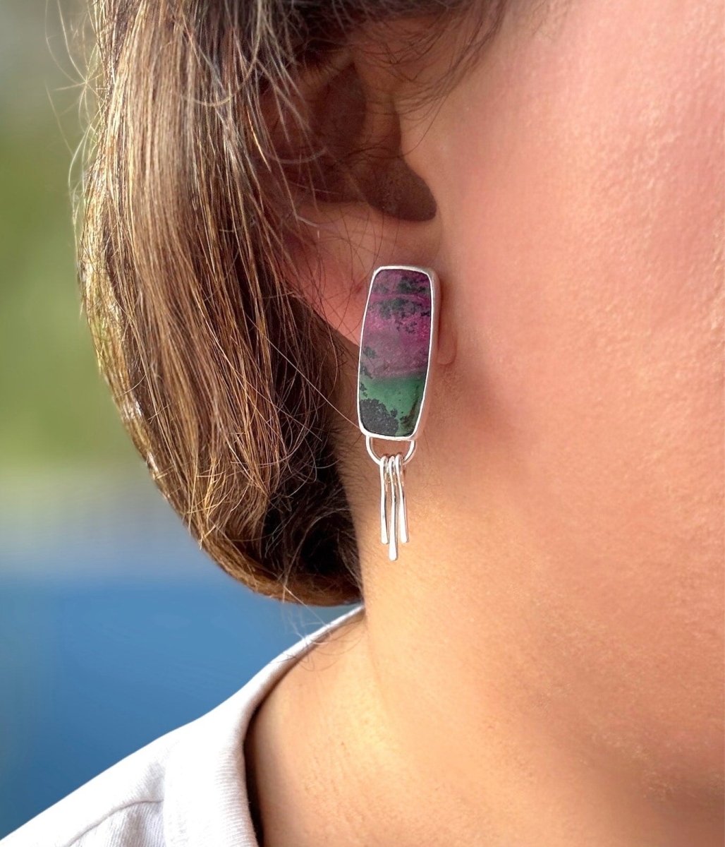 Ruby Zoisite Dangle Earrings - Sky Island Jewelry