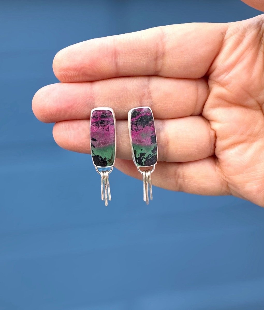 Ruby Zoisite Dangle Earrings - Sky Island Jewelry