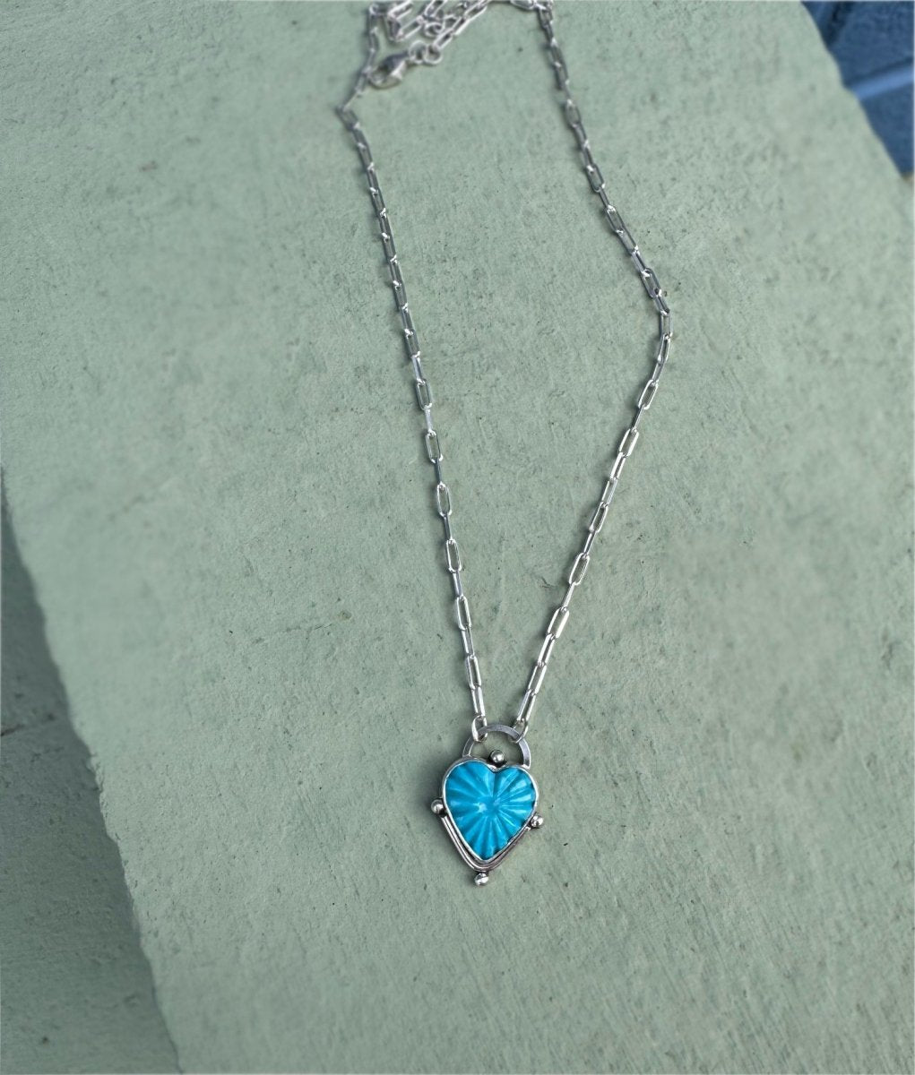 Turquoise Carved Heart Necklace – Sky Island Jewelry