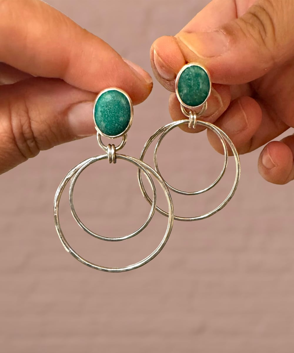 Turquoise Double Hoop Earrings - Sky Island Jewelry