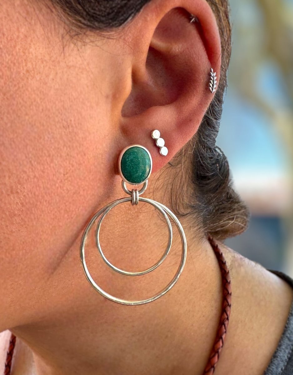 Turquoise Double Hoop Earrings - Sky Island Jewelry
