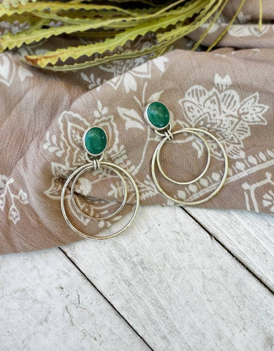 Turquoise Double Hoop Earrings - Sky Island Jewelry
