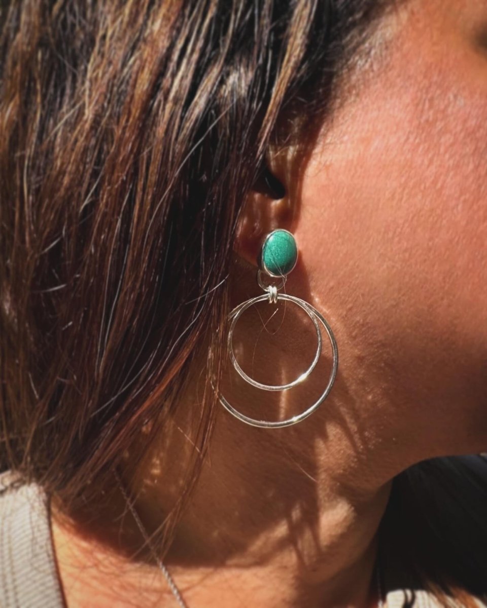 Turquoise Double Hoop Earrings - Sky Island Jewelry
