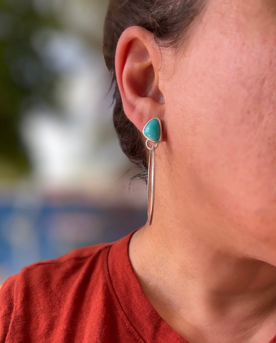 Turquoise Hammered Hoops - Sky Island Jewelry