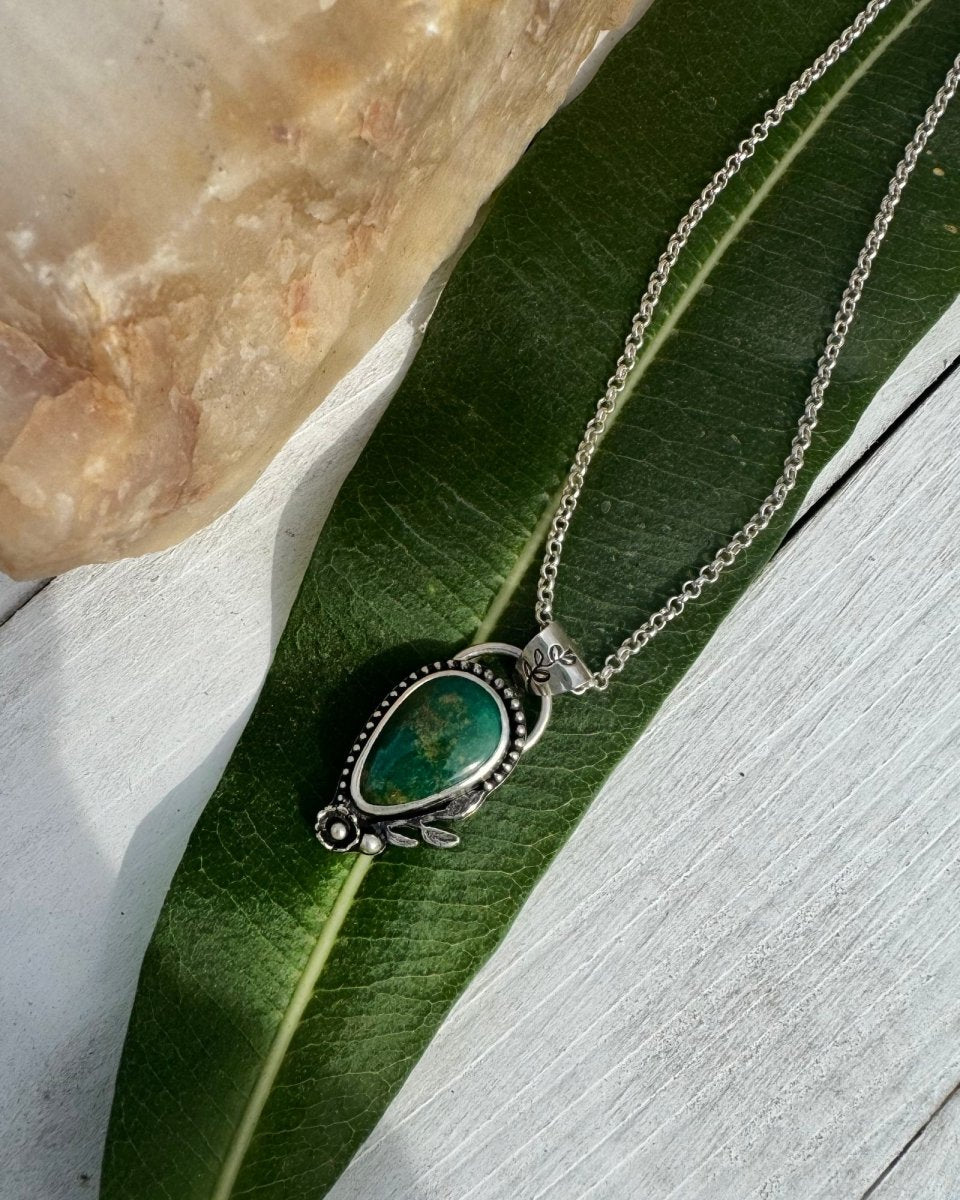 Turquoise Leaf Necklace - Sky Island Jewelry