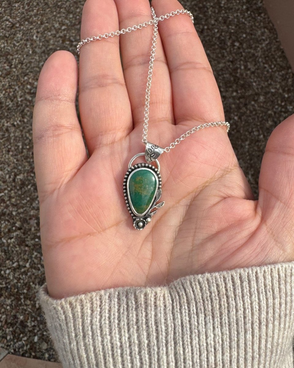 Turquoise Leaf Necklace - Sky Island Jewelry