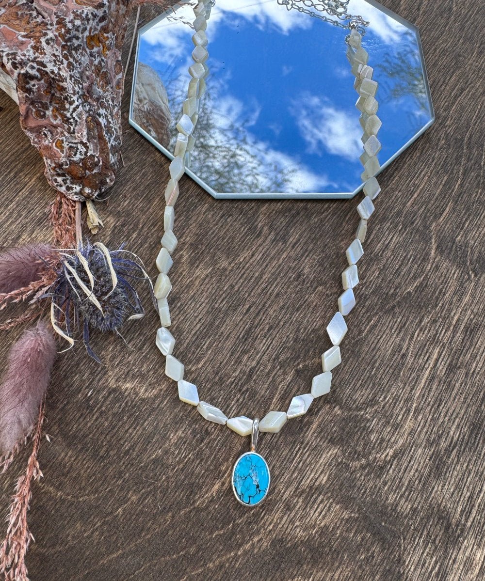 Turquoise & Mother of Pearl Necklace - Sky Island Jewelry