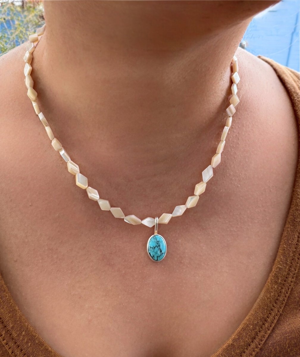 Turquoise & Mother of Pearl Necklace - Sky Island Jewelry