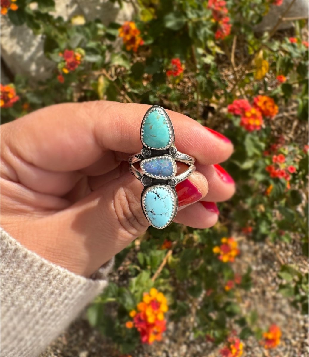Turquoise & Opal Multistone Ring - Sky Island Jewelry