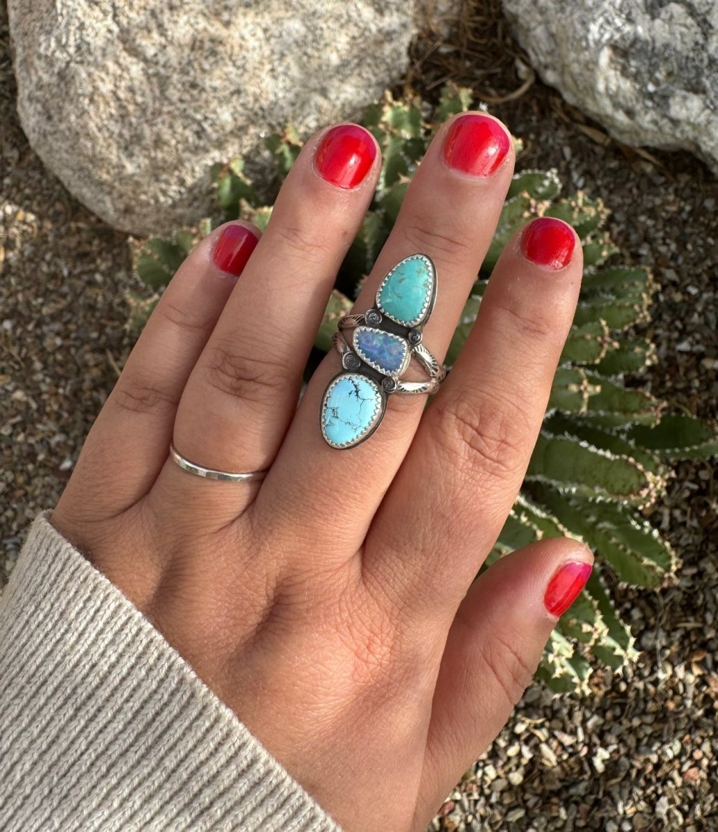 Turquoise & Opal Multistone Ring - Sky Island Jewelry