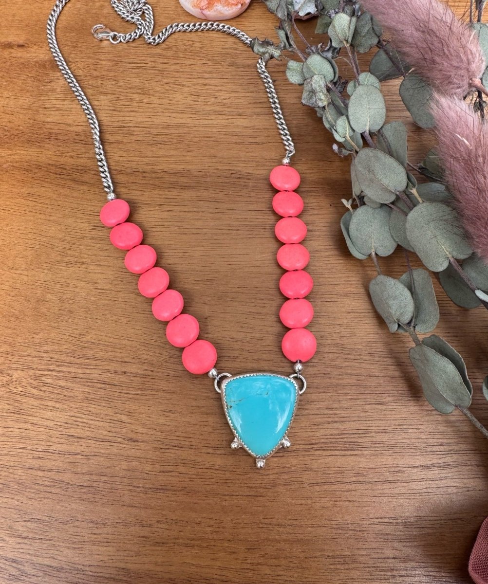 Turquoise & Pink Magnesite Beaded Necklace - Sky Island Jewelry