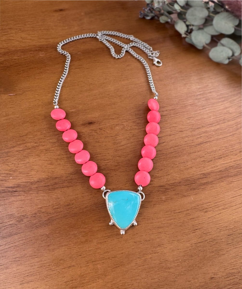 Turquoise & Pink Magnesite Beaded Necklace - Sky Island Jewelry