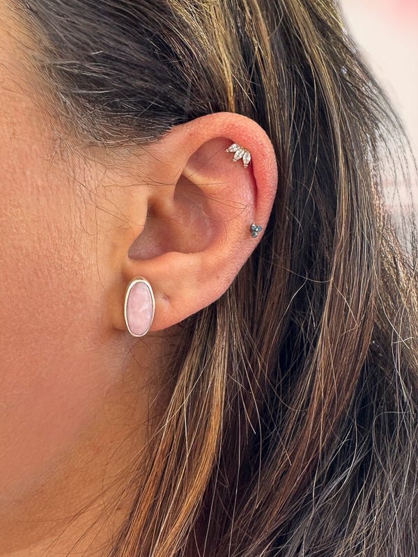 Turquoise & Pink Opal Ear Jackets - Sky Island Jewelry