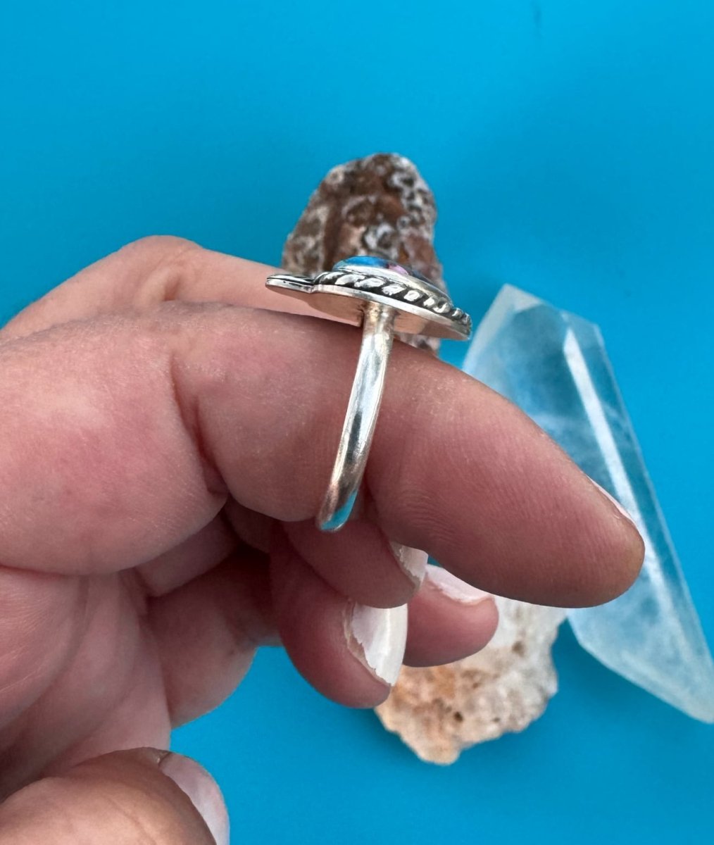 Turquoise & Spiny Oyster Heart Ring - Sky Island Jewelry