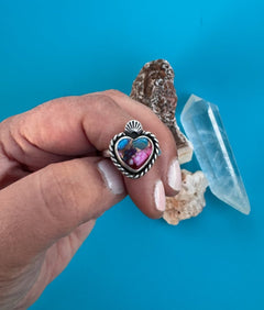 Turquoise & Spiny Oyster Heart Ring - Sky Island Jewelry