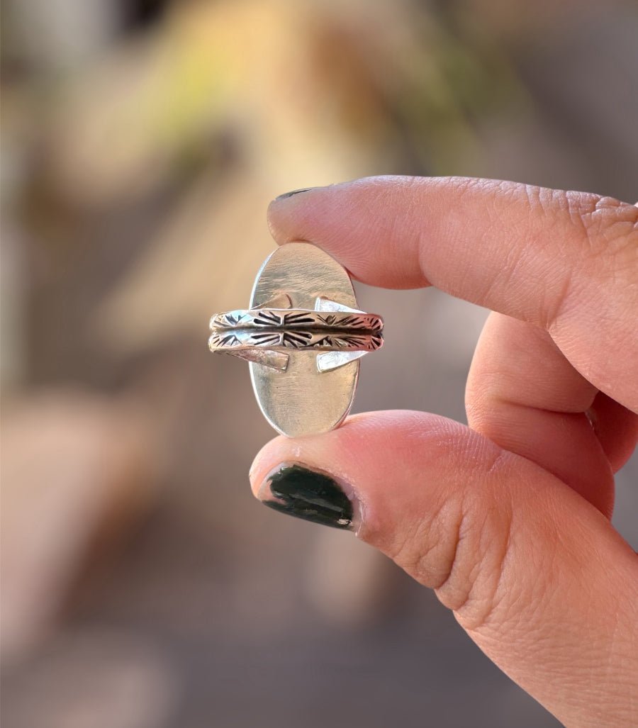 Turquoise, White Buffalo & Bronze Ring - Sky Island Jewelry