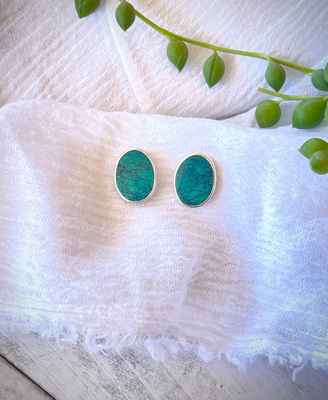 Hubei turquoise sterling silver stud earrings