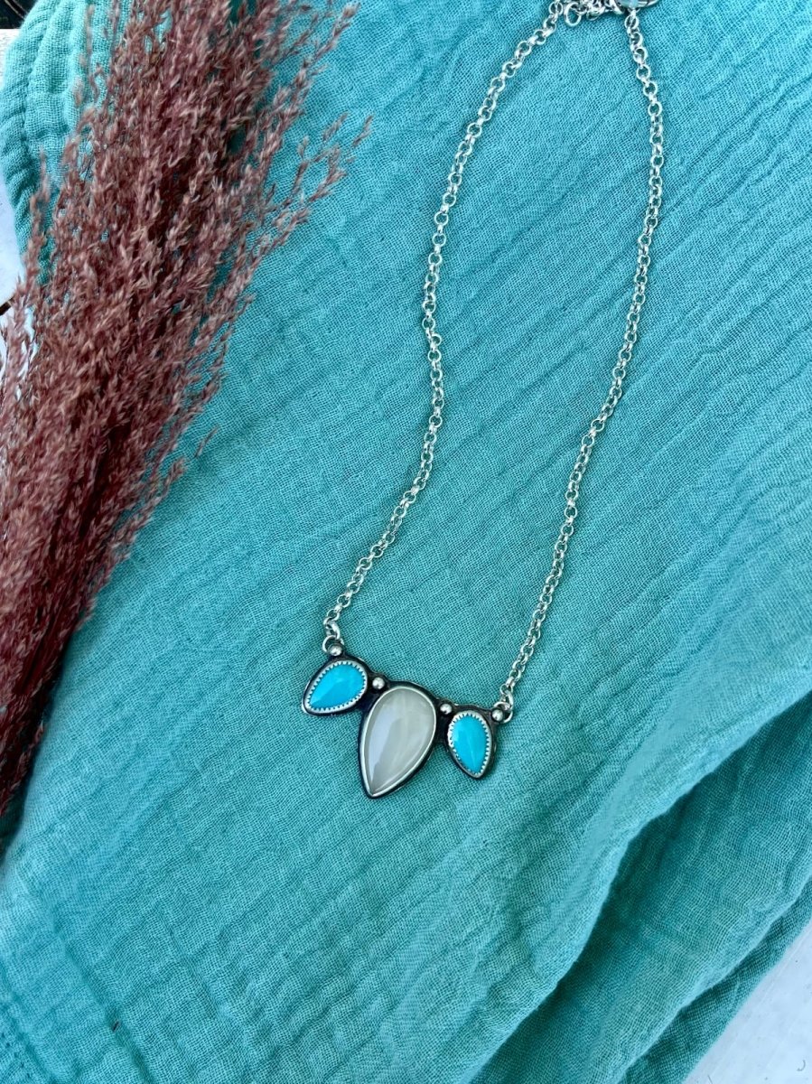 White Moonstone & Turquoise Necklace - Sky Island Jewelry