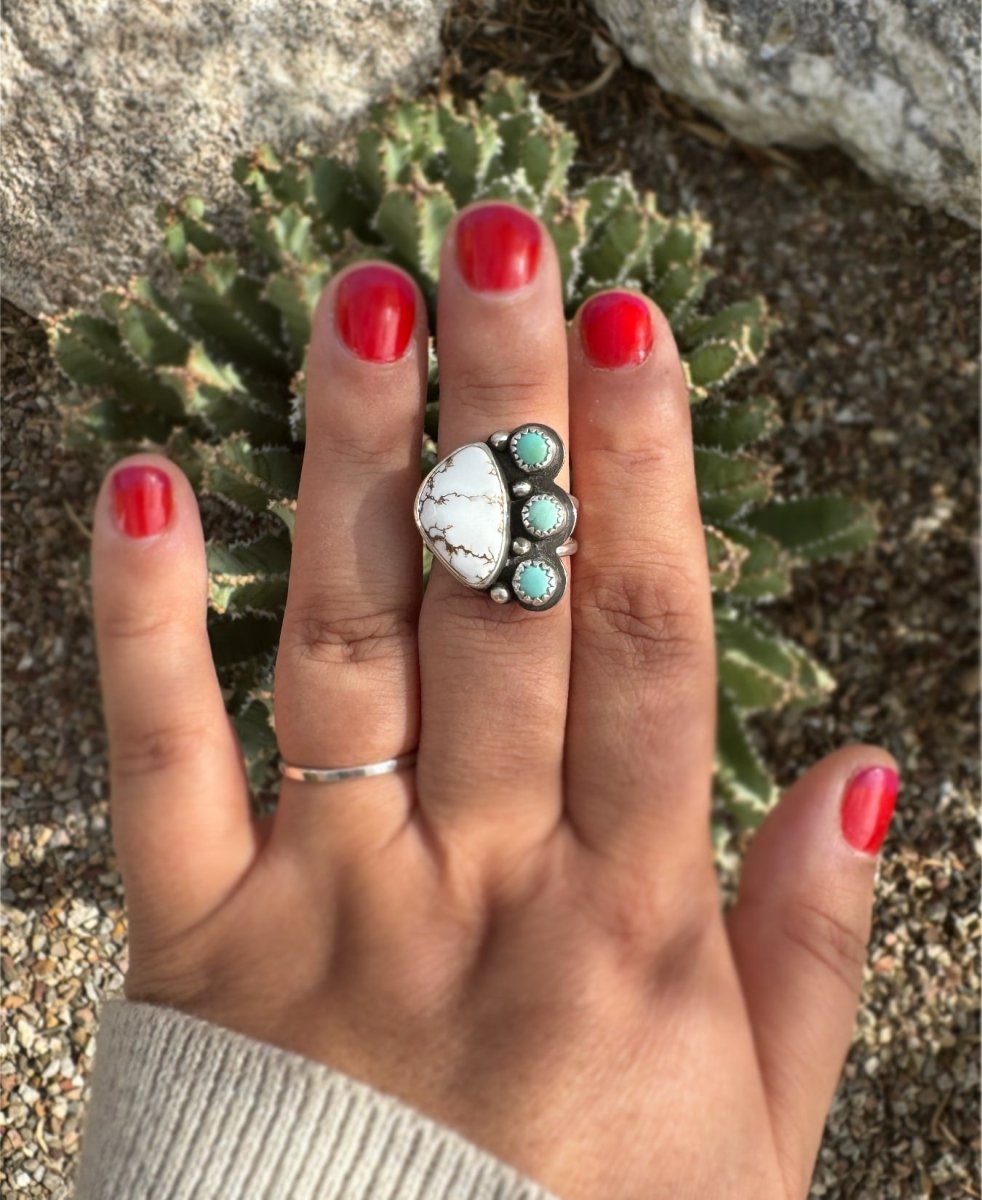 Wild Horse Magnesite & Turquoise Ring - Sky Island Jewelry