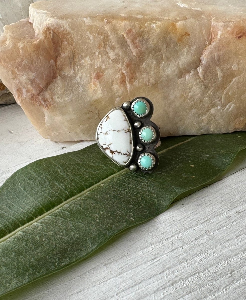 Wild Horse Magnesite & Turquoise Ring - Sky Island Jewelry