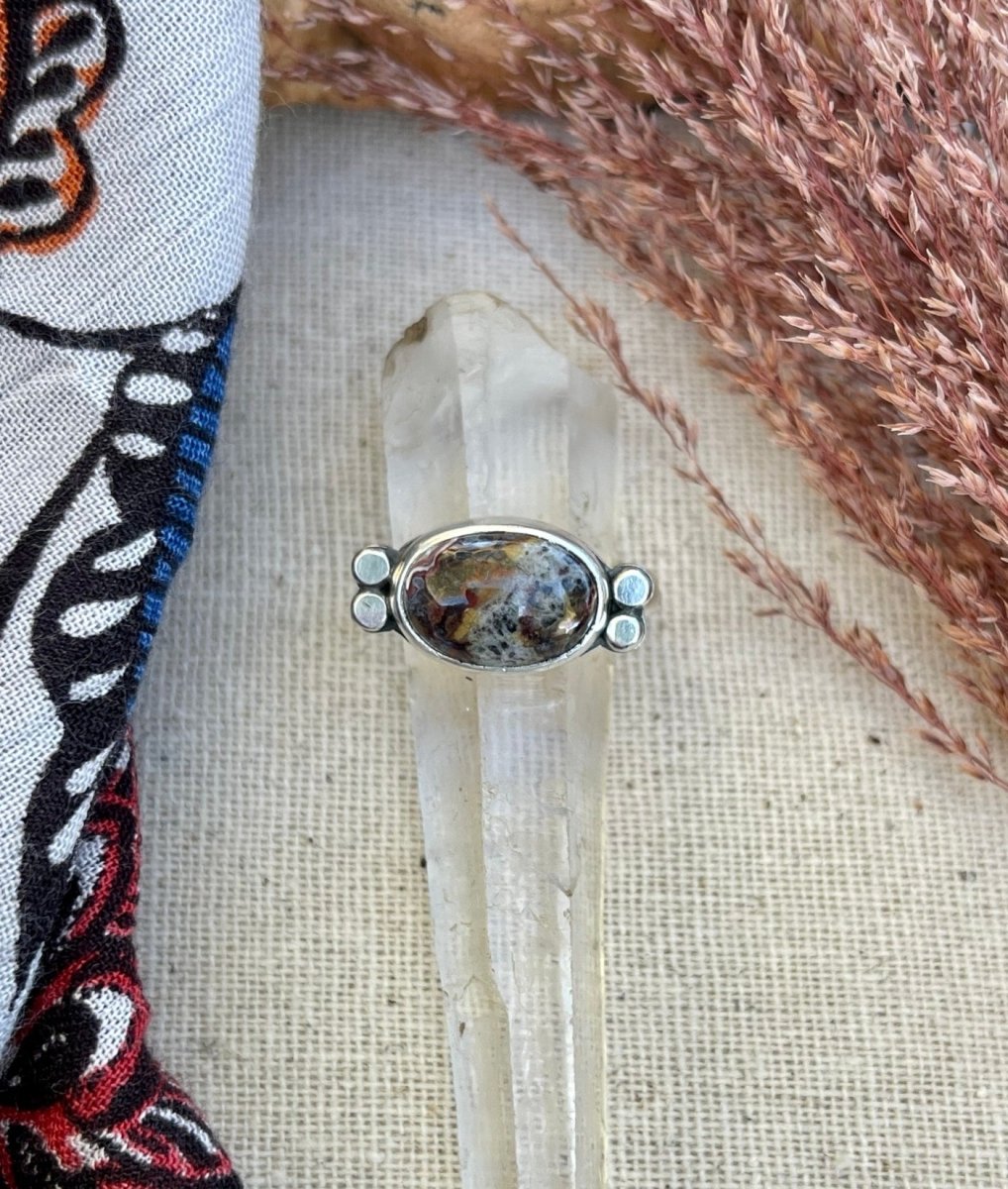 Crazy Lace Agate Horizontal Ring - Sky Island Jewelry