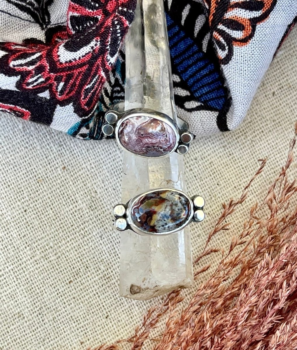 Crazy Lace Agate Horizontal Ring - Sky Island Jewelry